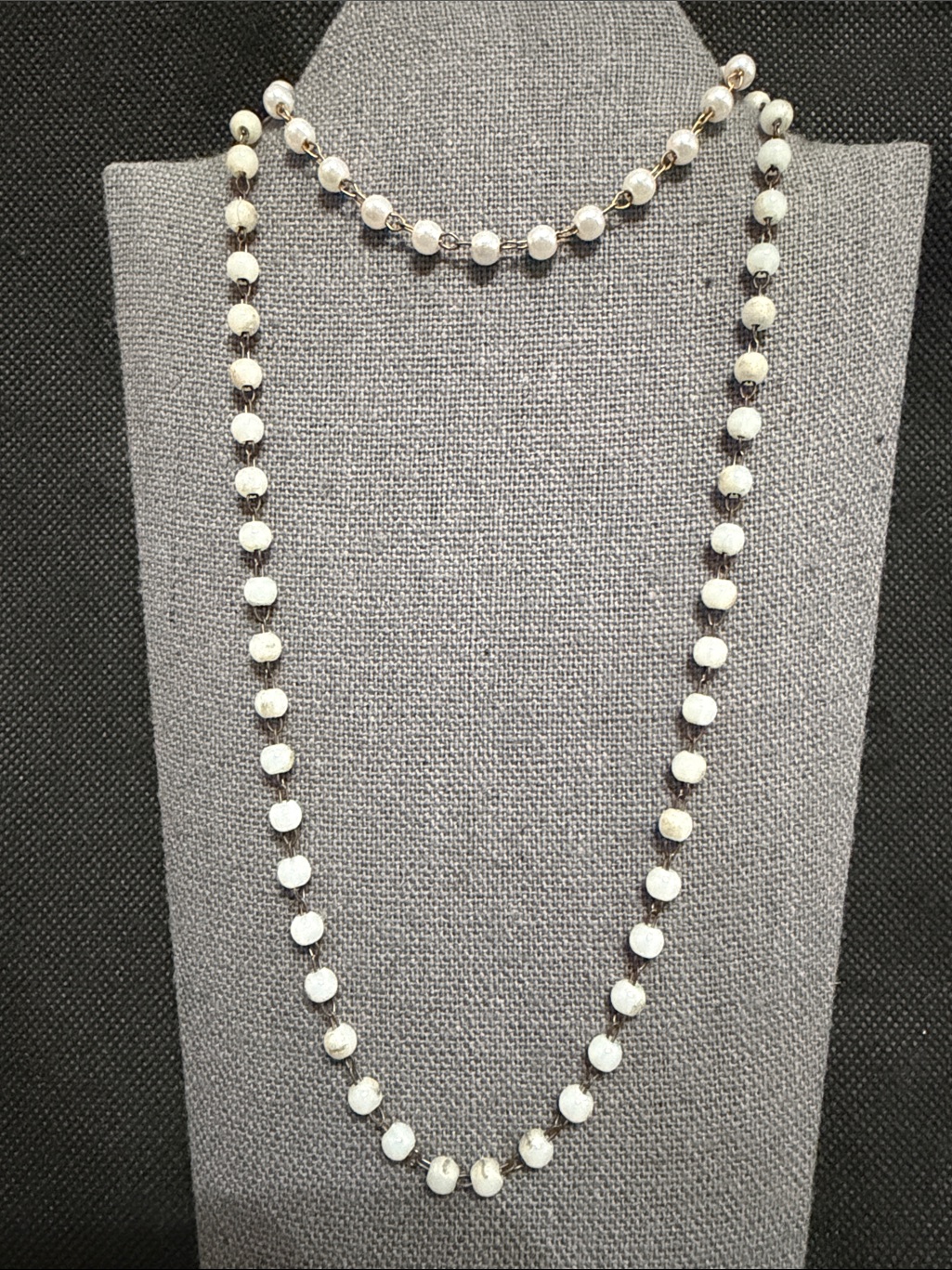Vintage Tiny Faux Pearl Bead Choker Necklace With Bracelet - Set Of 2